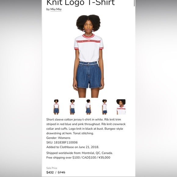 Miu Miu White Tee with Red Accents - Picture 6 of 10